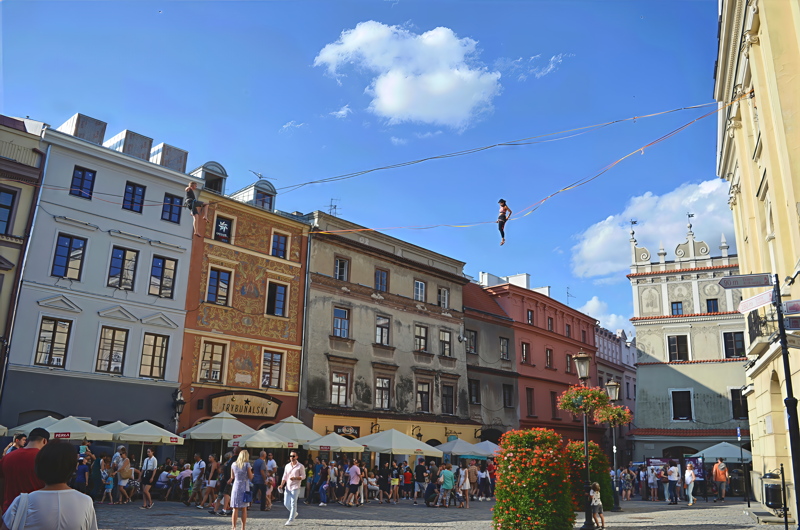27 - The Urban Highline Festival taking place in the historic Old Town Market Square of Lublin, Poland